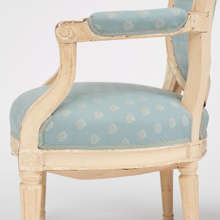 A pair of Gustavian open armchairs, late 18th century.