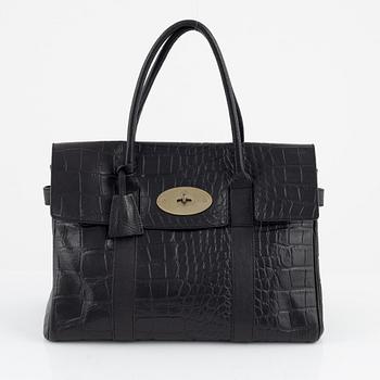 Mulberry, a black, embossed leather 'Bayswater' handbag.