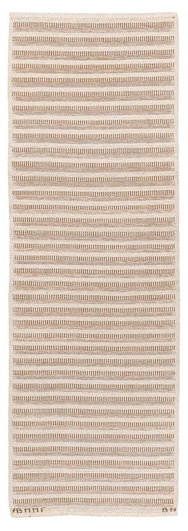Barbro Nilsson, 'Randig med tvist, grå', flat weave, c. 266,5 x 91 cm, signed AB MMF BN.