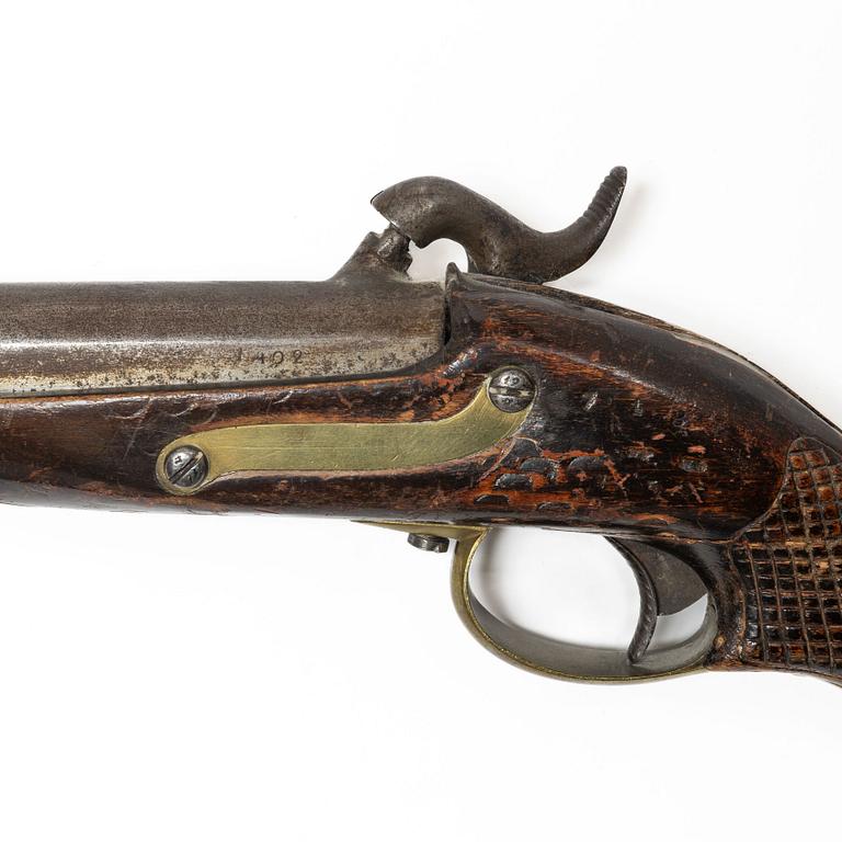 Slaglåspistol, m/1850 flankör, med löskolv.