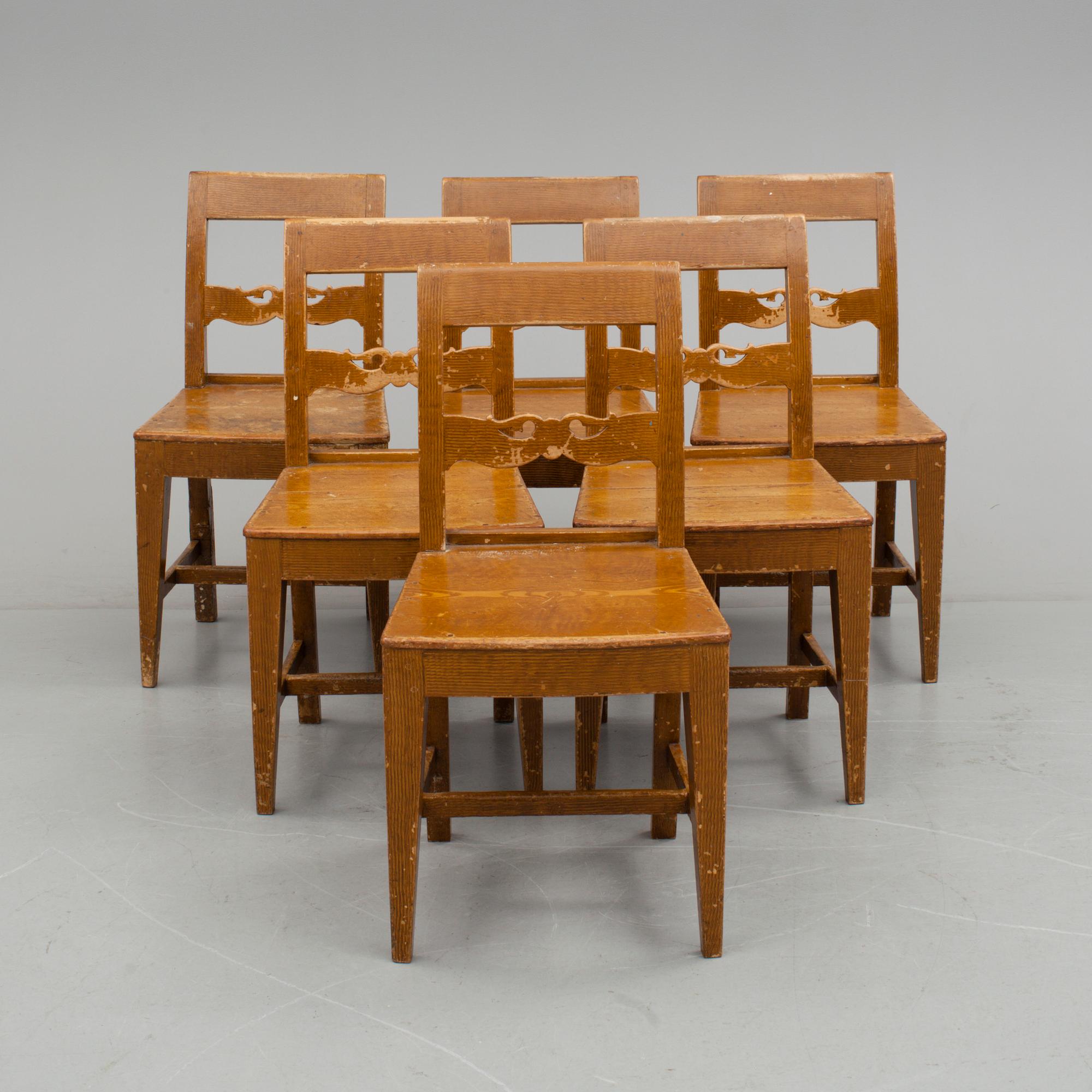 STOLAR 6 st, allmoge. 1800-talets andra hälft.