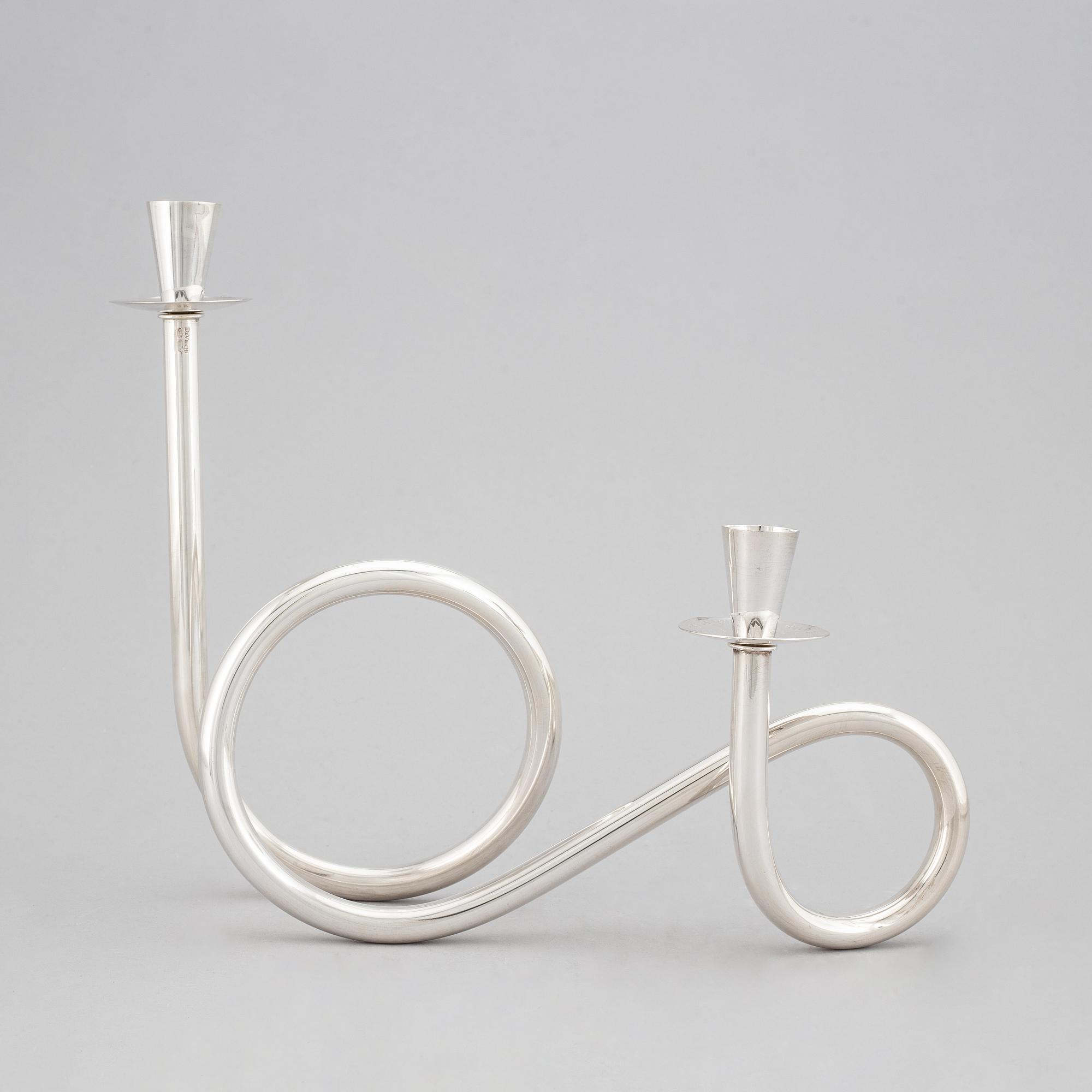 PIERO DE VECCHI, a 'T8', sterlign silver candelabra, signed and numbered 19/99, 2014.