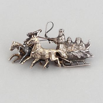 A russian silver brooch, St Petersburg circa 1900.