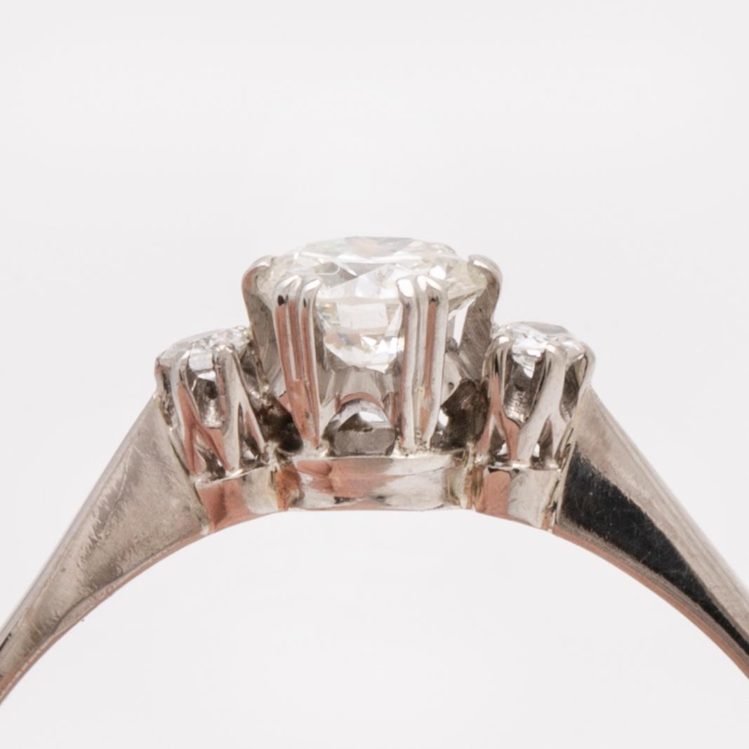 Diamond ring 18K whitegold 3 brilliant-cut diamonds apprx 0,55 ct in total, Gerdtb Hartvig Sandqvist Stockholm1964.