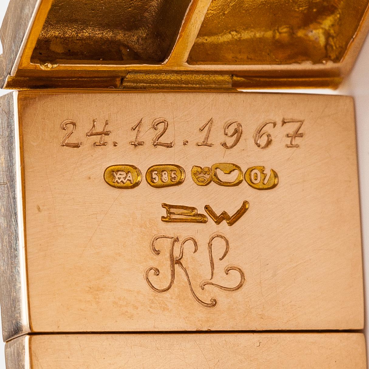 Björn Weckström, A 14K gold bracelet "Quadrate forms". Lapponia 1967.