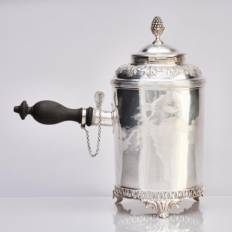 A Swedish 18th century silver coffee-pot, mark of Olof Hellbom, Stockholm 1798.