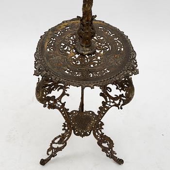 Floor oil lamp with table, late 19th century.