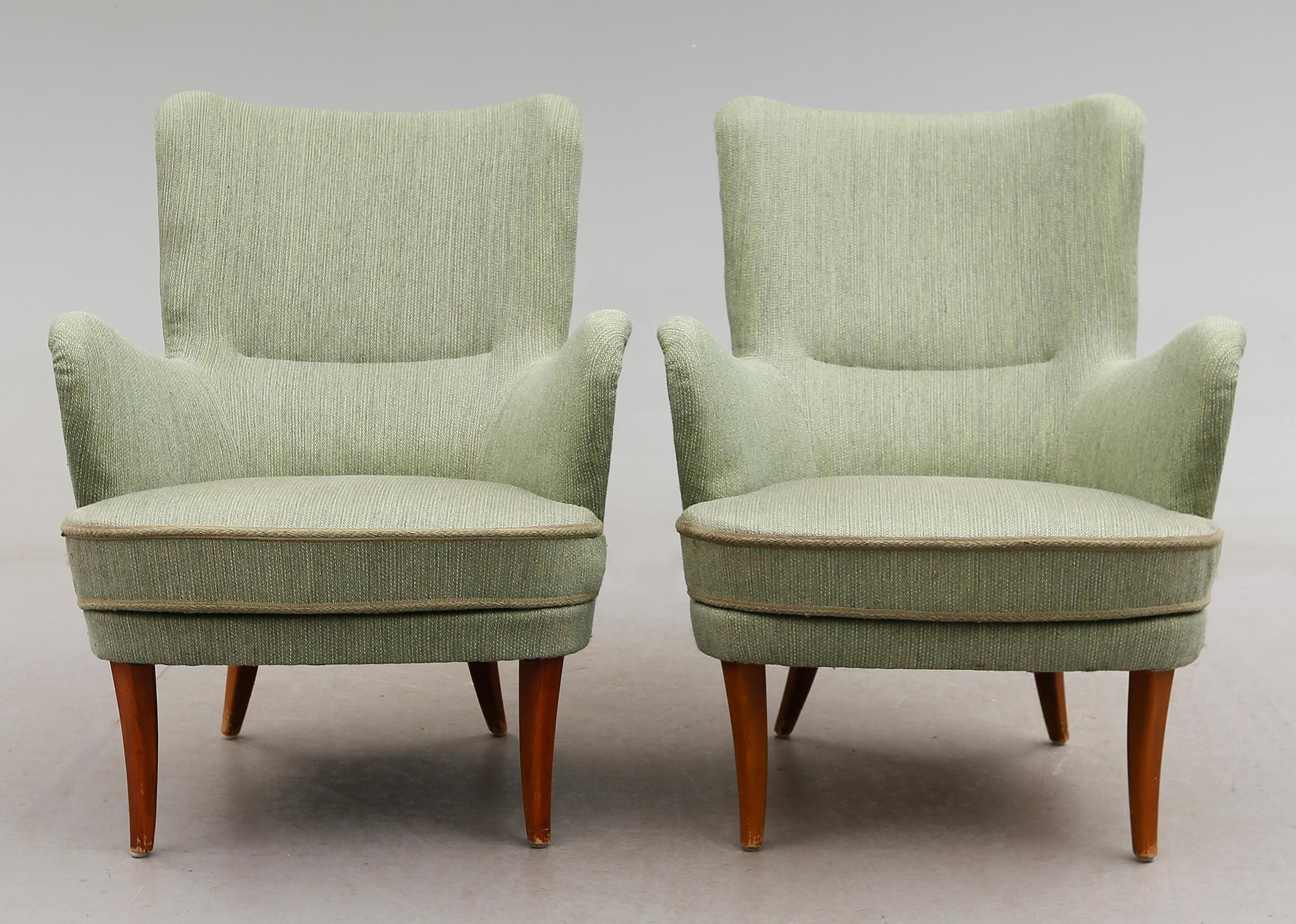 FÅTÖLJER, 1 par, "Stora Furulid", Carl Malmsten.