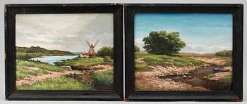 OKÄND KONSTNÄR, 2 st, olja på kartong, märkta a tergo жебровський (Zhebrovjesky).