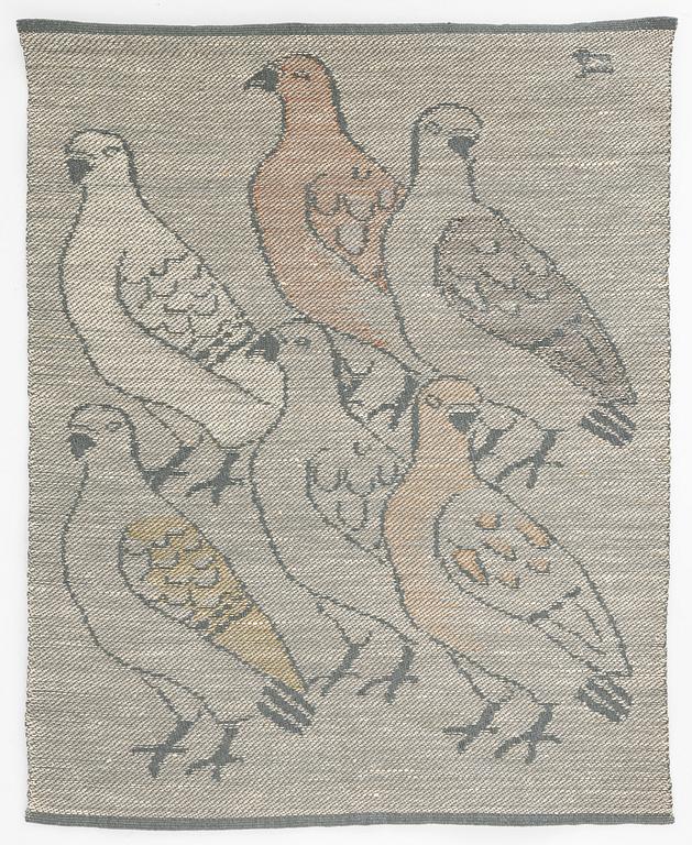 Dora Ljung, a textile "pigeon", flat weave, 57 x 46 cm, signed.