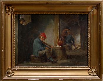 DAVID TENIERS D.Y., kopia efter, olja på pannå, bär påskrift, 1800-tal.