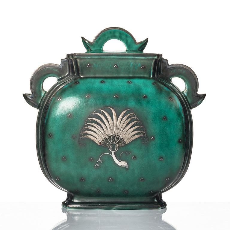 Wilhelm Kåge, a stoneware 'Argenta' urn with cover, model 935, Gustavsberg, Sweden, 1934.
