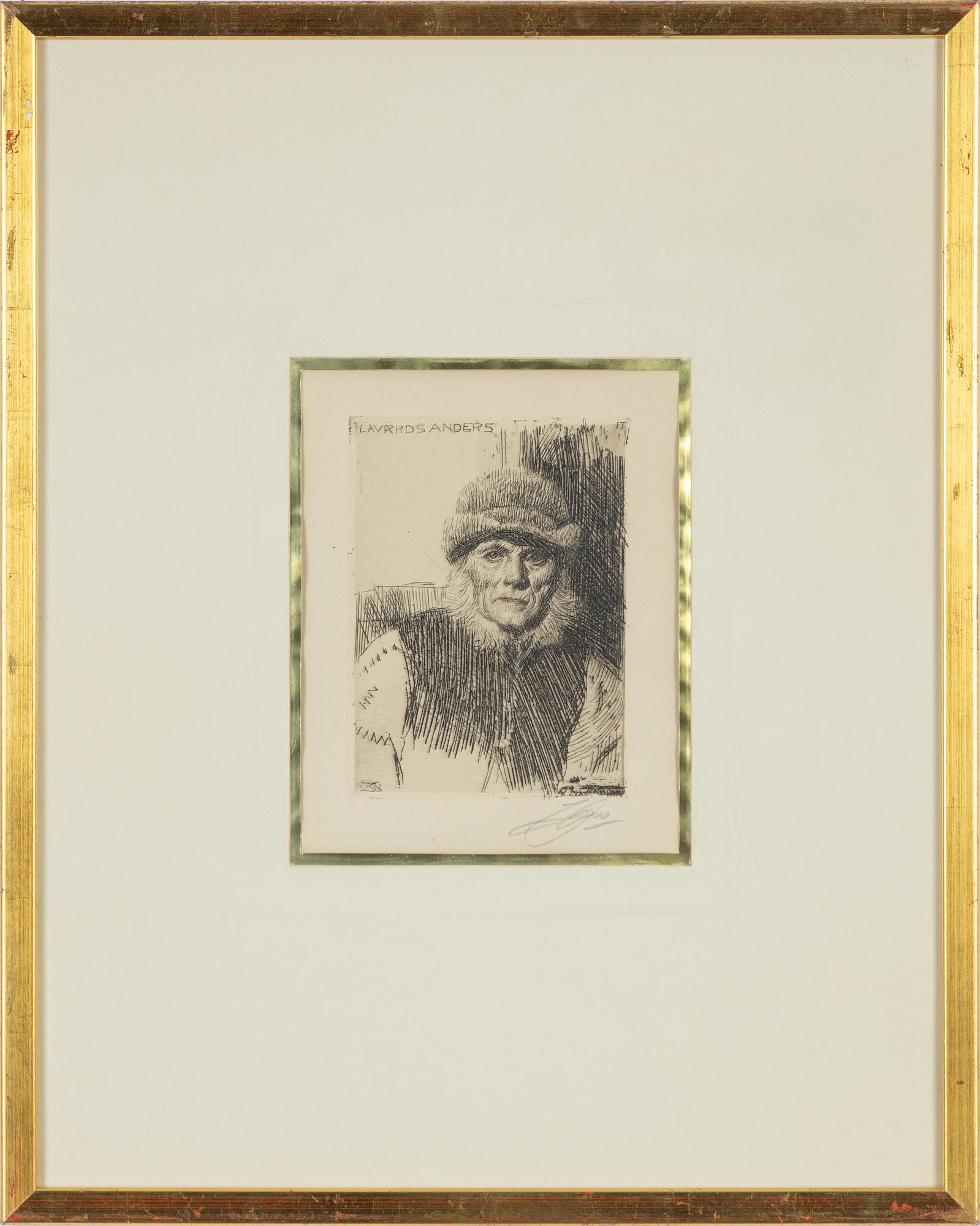 Anders Zorn, etching, 1919, signed in pencil.