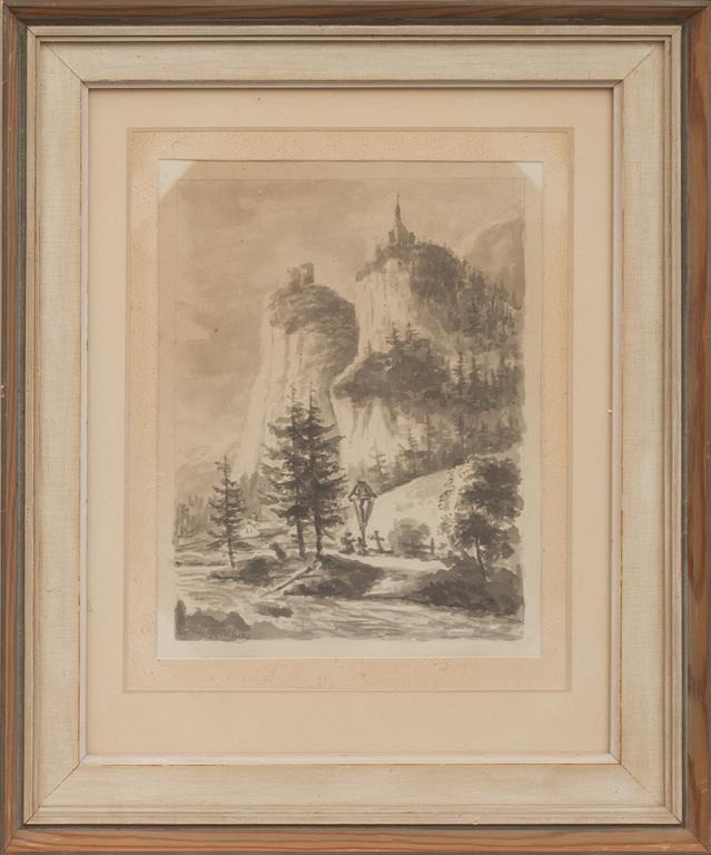 OKÄND KONSTNÄR, laveringar, 5 st, signerade, 1800-tal.