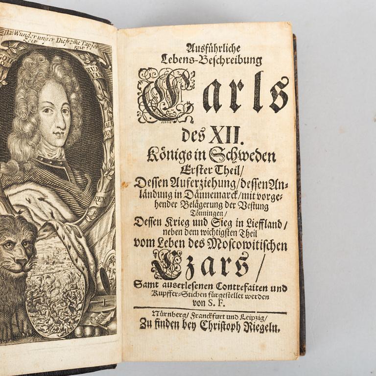 History of King Charles XII, 10 vols., with engraved plates and plans, 1702-19.