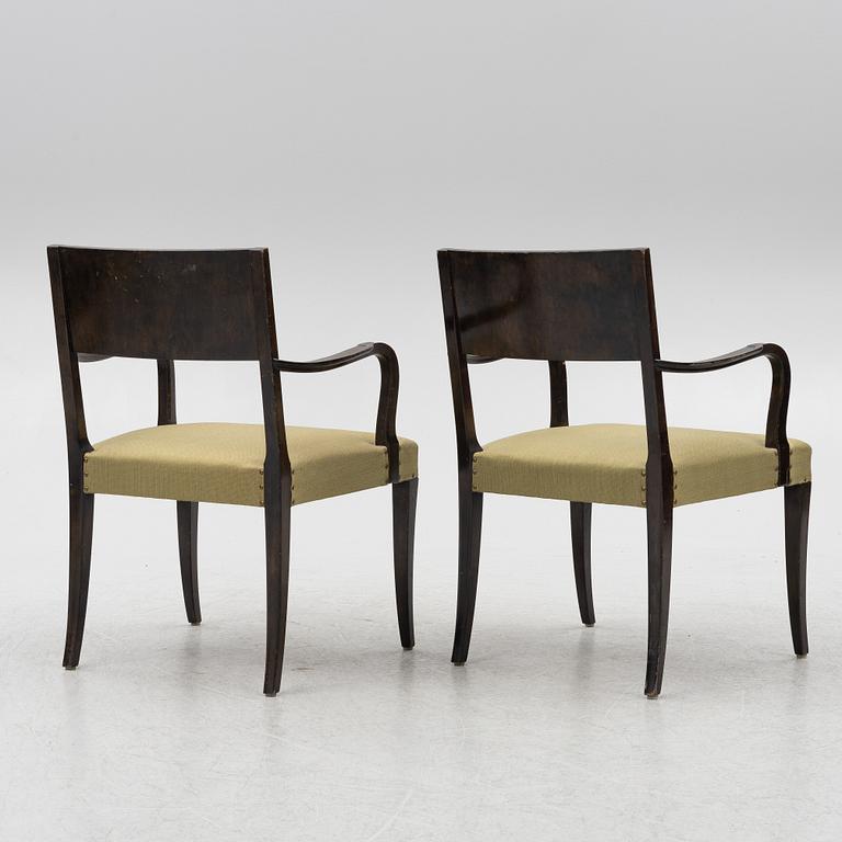 A pair of 'Rosenborg' Swedish Grace armchairs, Seffle Möbelfabrik, 1920s/30s.
