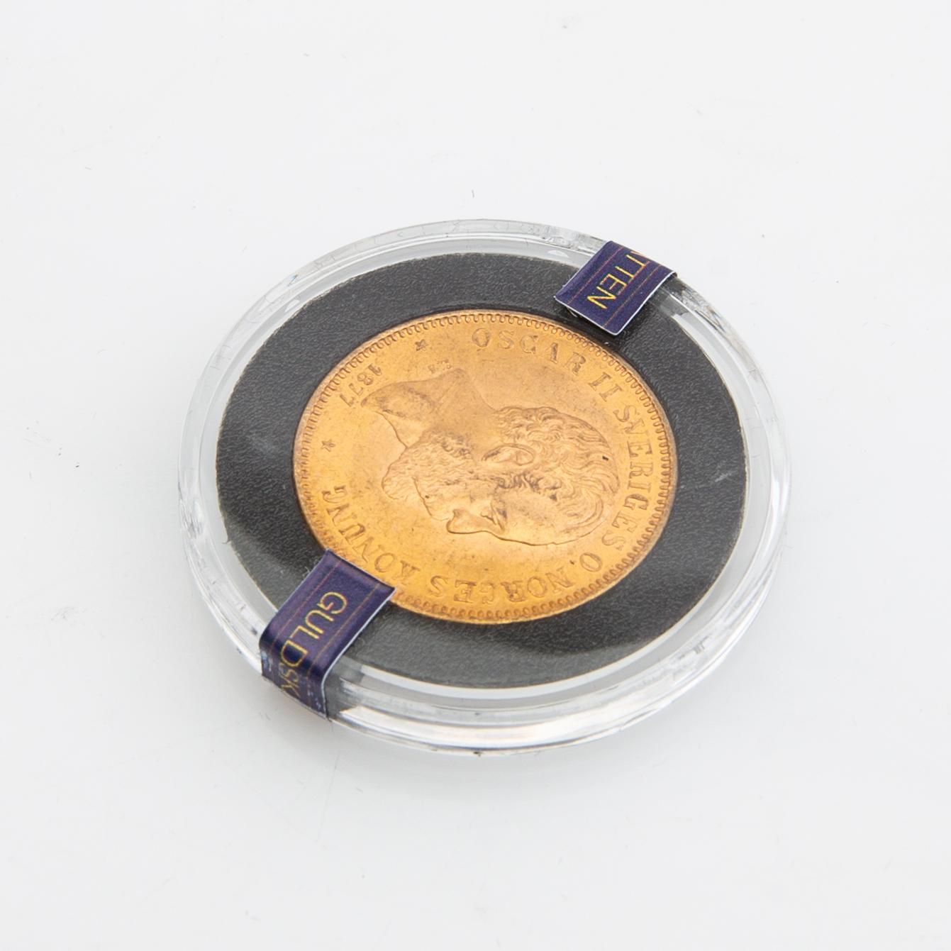 Gold coin Sweden, Oscar II 20 kr, 1877.
