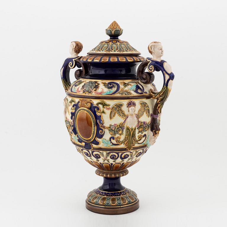 A large maiolica urn from Rörstrand, circa 1900.