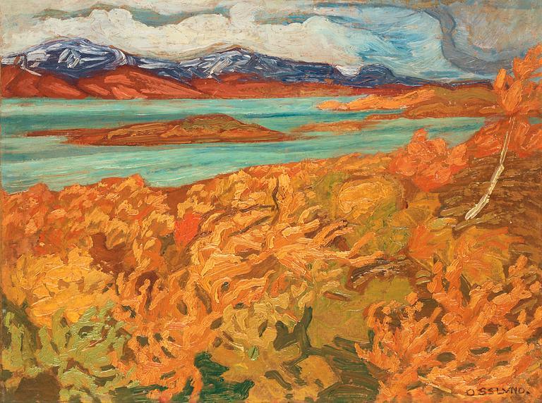 Helmer Osslund, "Höstdag vid Torne Träsk" (Autumn day at Torne Träsk).