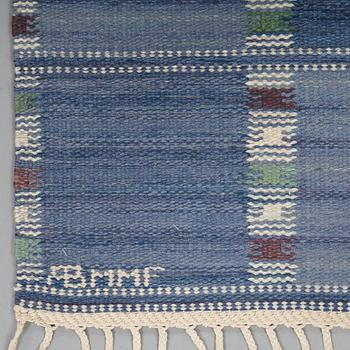 Barbro Nilsson, A CARPET, "Falurutan blå", flat weave, ca 235,5 x 164 cm, signed AB MMF BN.