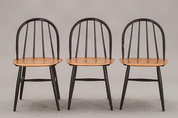 STOLAR, 3 st, "Fanett", Ilmari Tapiovaara, Edsbyverken, formgiven 1955.