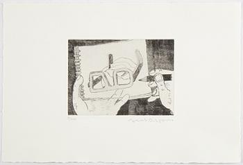 Axel Olson, mapp med tre torrnålsetsningar, 1984, signerade 9/100.