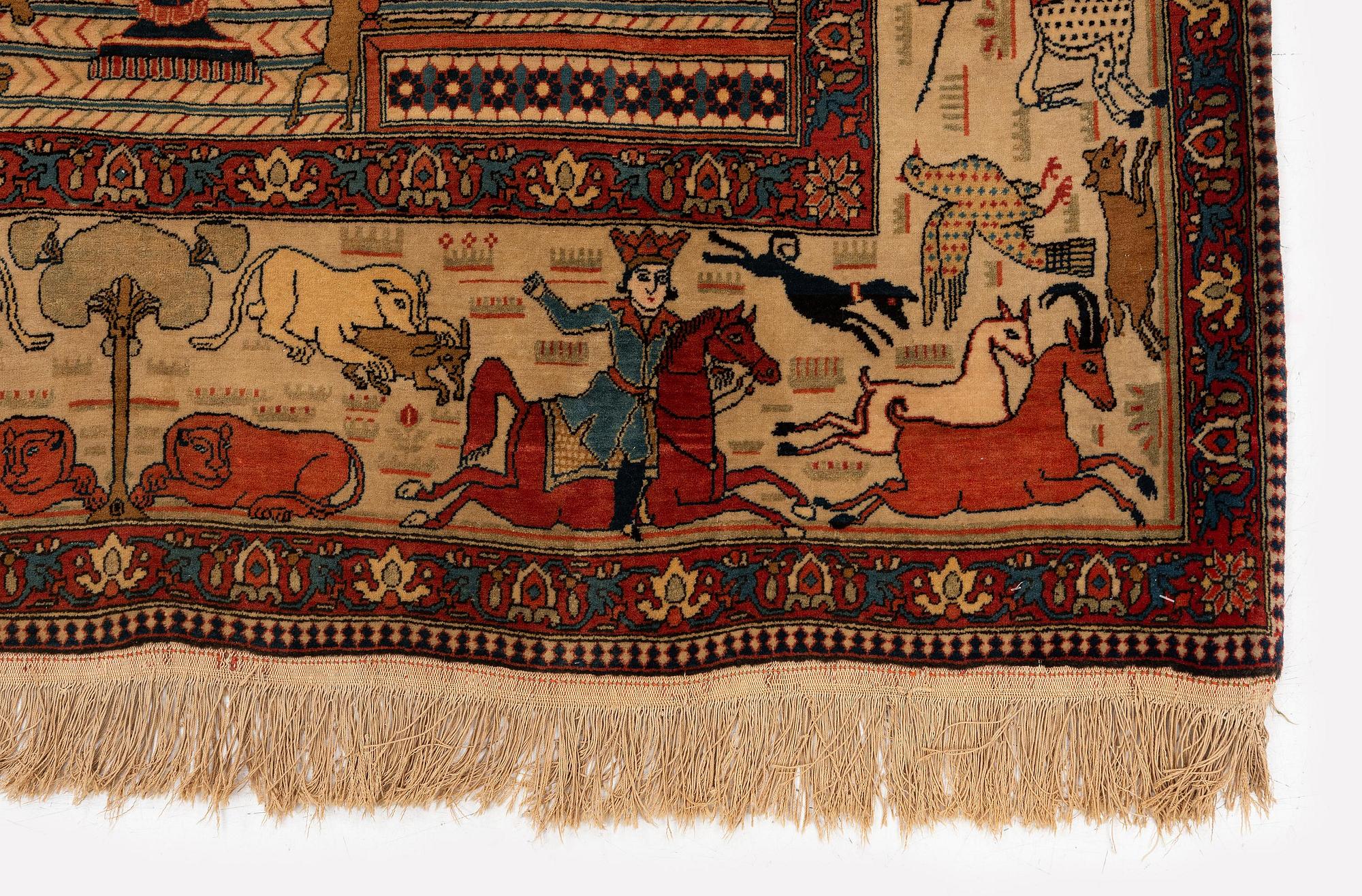 Matta, antik figural, Keshan "Motachem", centrala Persien, ca 206 x 133 cm.