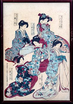 A st of three Japanese wood cuts around 1900.