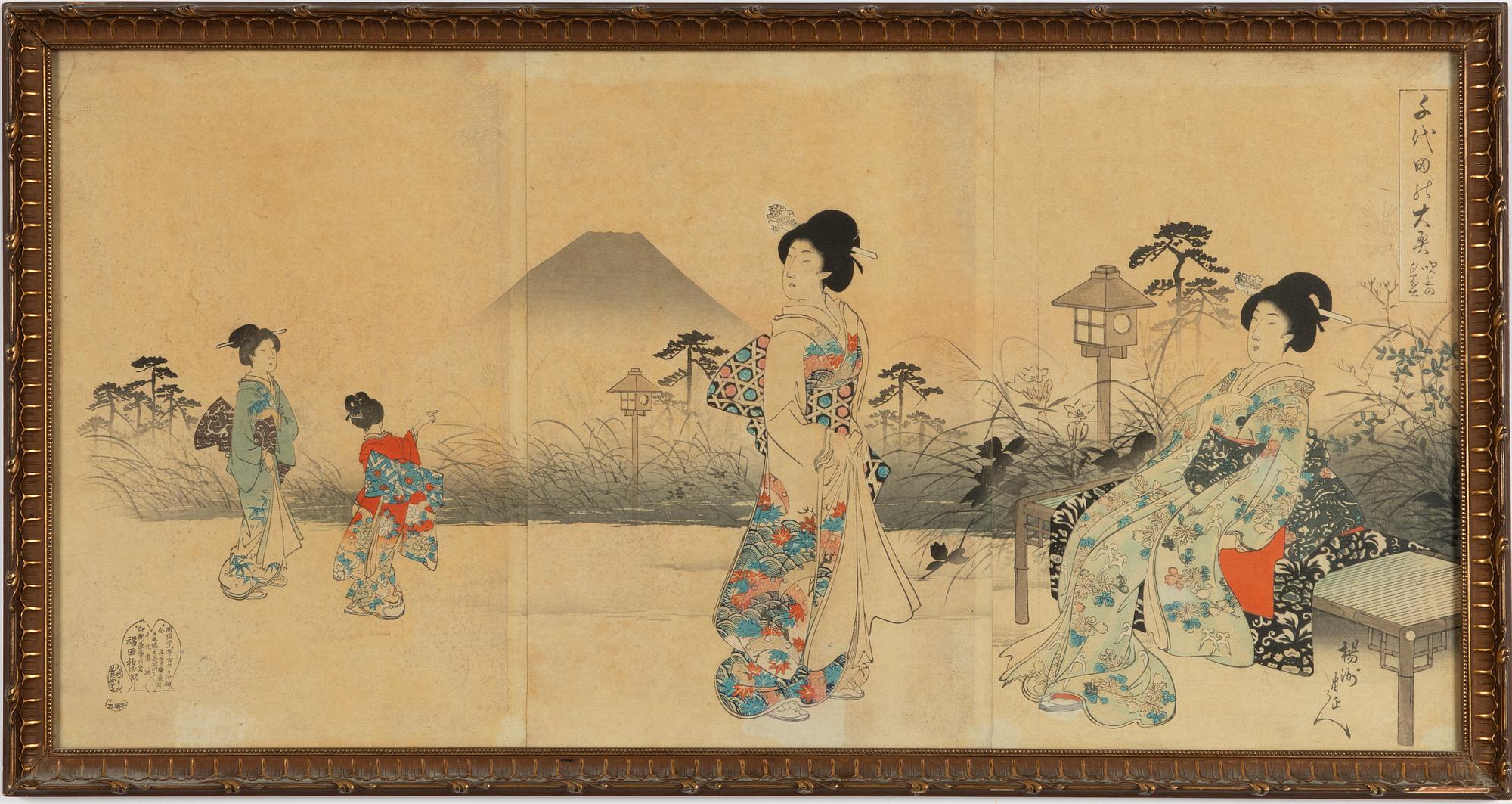 Toyohara Chikanobu,  "Fukiage no yu Fuji (Mount Fuji in the Evening seen from Fukiage Garden)".