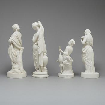 FIGURER, fyra st, parian, Gustafsberg, sekelskiftet 1900.