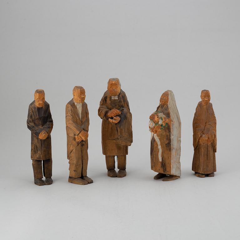 AXEL PETERSSON DÖDERHULTARN, sculptures, wood, 5, signed with a stamp.