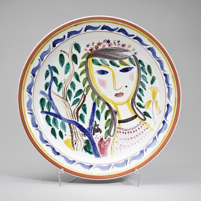 A Stig Lindberg faience dish, Gustavsberg Studio 1940's-50's.