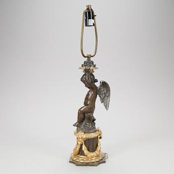 BORDSLAMPA. Brons, Frankrike 1800-tal.