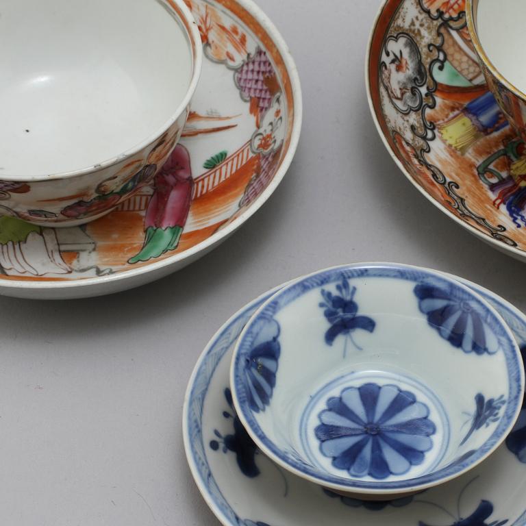 PARTI PORSLIN, 7 delar, Kina, 1700/1800-tal.