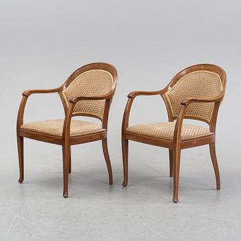 A pair of art noveu armchairs, early 20th Century.