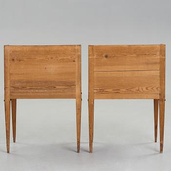 A pair of Gustavian bedside tables by Georg Haupt (master in Stockholm 1770-1784), not signed.