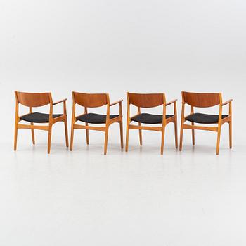 Henning Kjaernulf, four chairs, Vejle stole- og Mobelfabrik, Denmark, second half of the 20th century.