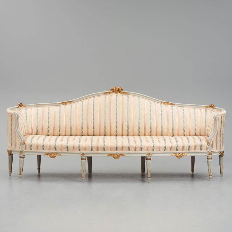 A Gustavian carved sofa by J. Malmsten (master in Stockholm 1780-1788).