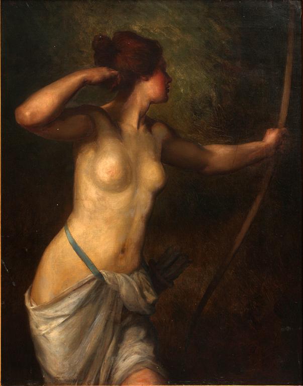 OKÄND KONSTNÄR, olja på duk. 1800/1900-tal.