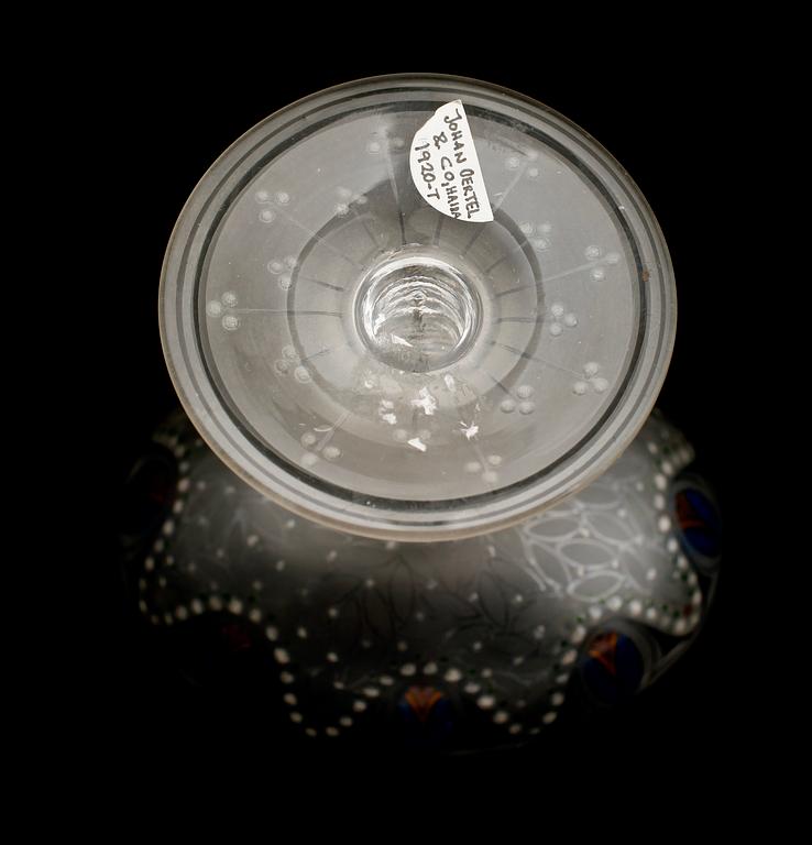 SKÅL PÅ FOT, glas, Johann Oertel & Co, Haida, 1920-tal.