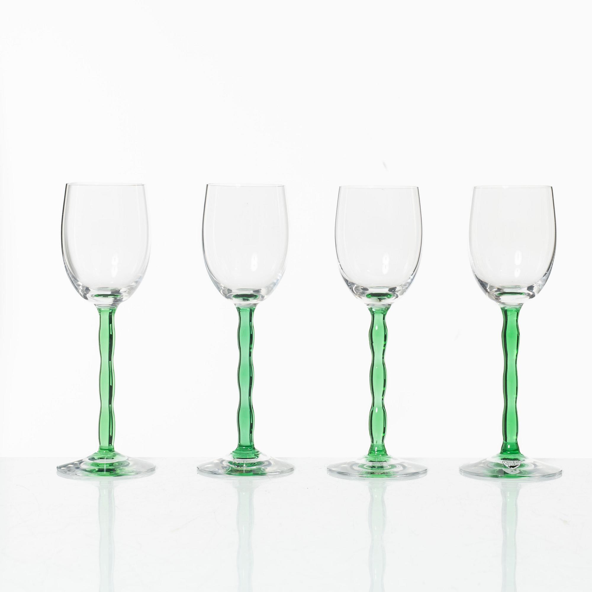 Gunnar Cyrén, a set of seven 'Nobel' wine glasses, Orrefors.