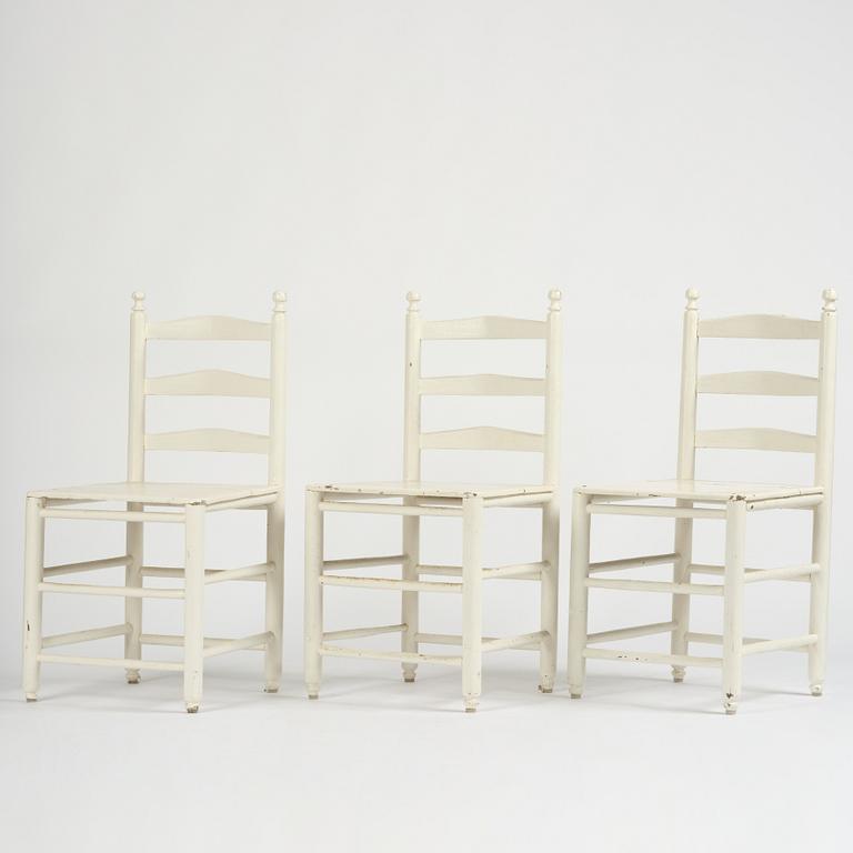 A set of three Gustavian ladderback chairs, late 18th/ early 19th century.