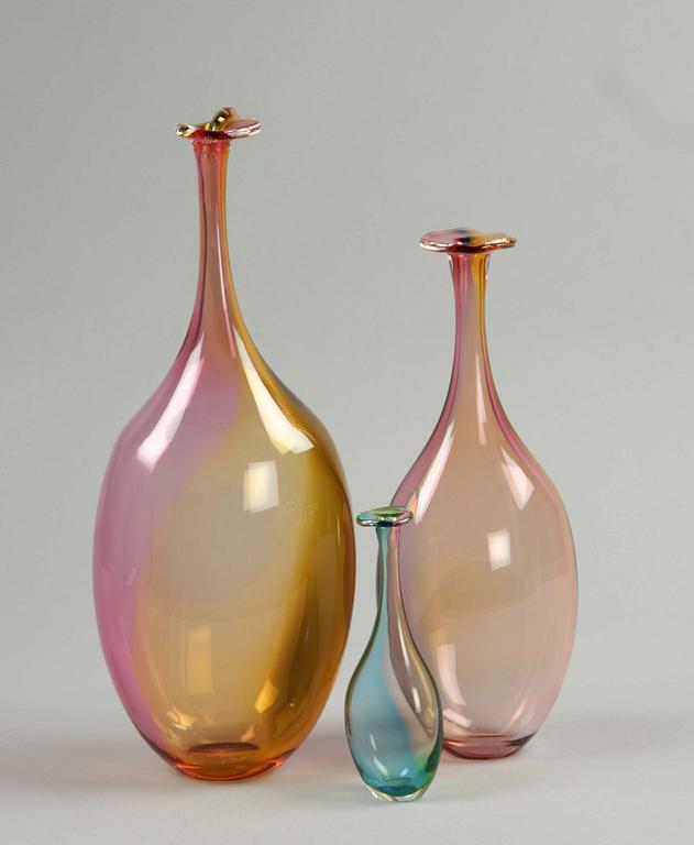 VASER, 3 st, glas, Kjell Engman, Kosta Boda, sign.