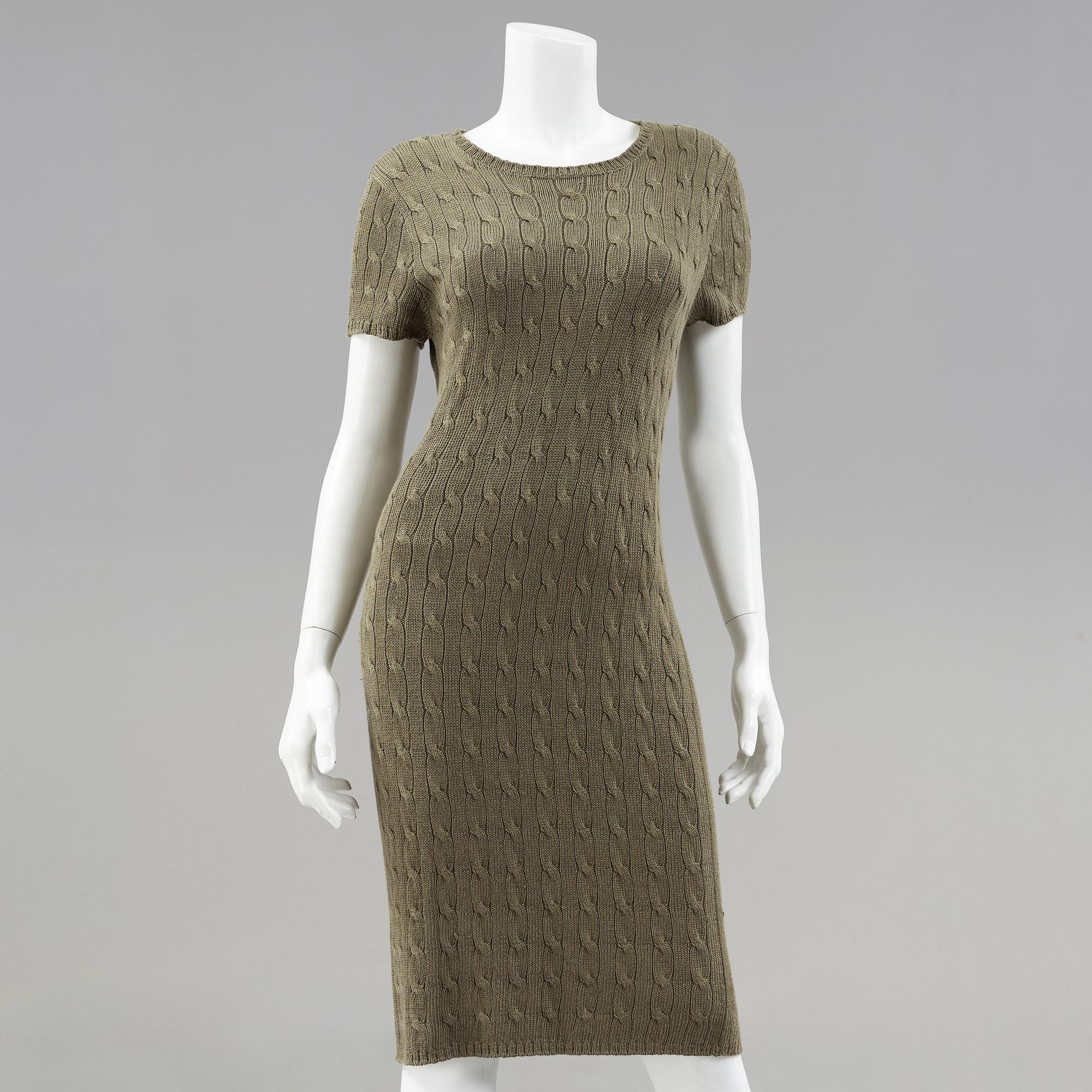 A knitten dress with long cardigan by Ralph Lauren.