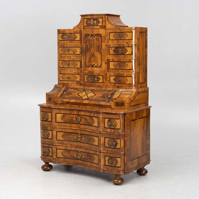 A South German late Baroque marquetry 'Tabernakelschrank' writing cabinet, first part of the 18th century.