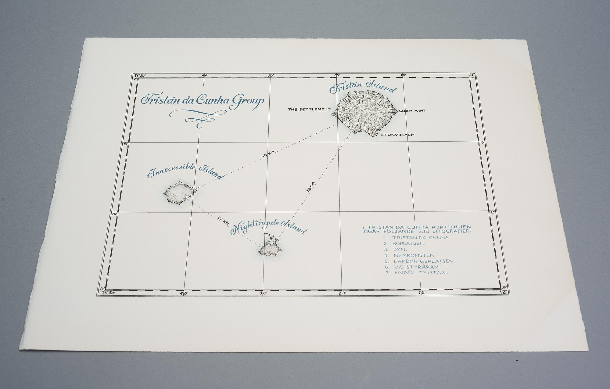 ROLAND SVENSSON, PORTFÖLJ SAMT BOK, "Tristan da Cunha - South Atlantic", Stockholm 1964, numrerad 128/300.