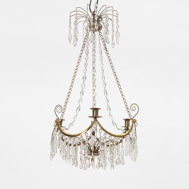 A Gustavian four-light chandelier, late 18th Century.