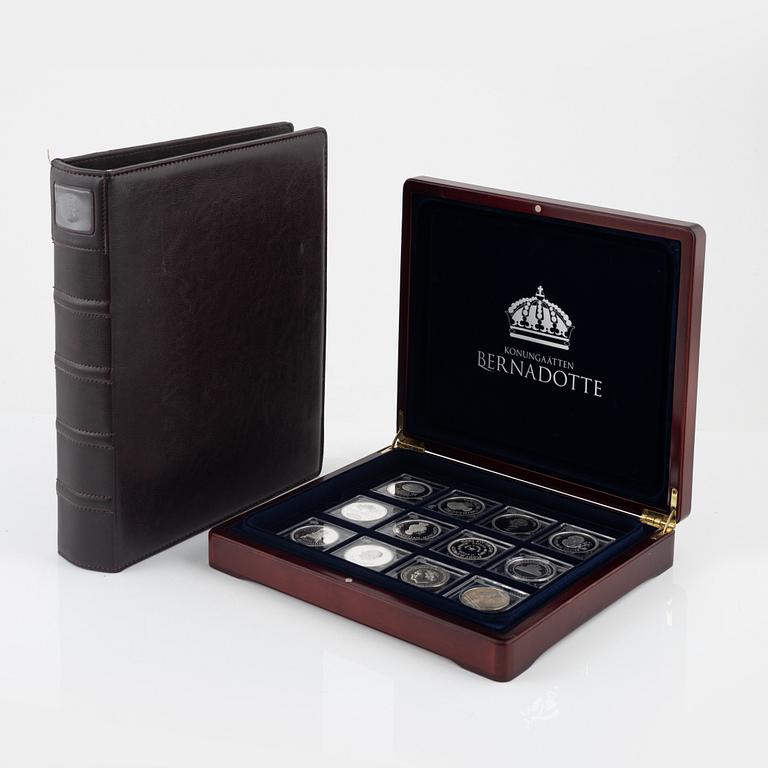 Medaljer,  24 st, silver, "Konungaätten Bernadotte", Mynthuset Sverige.