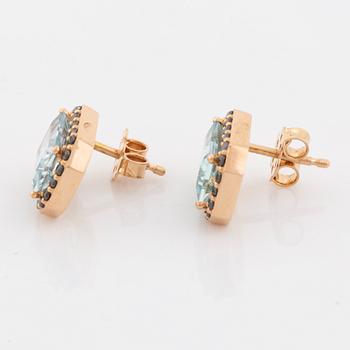 Aquamarine and black diamond earrings.