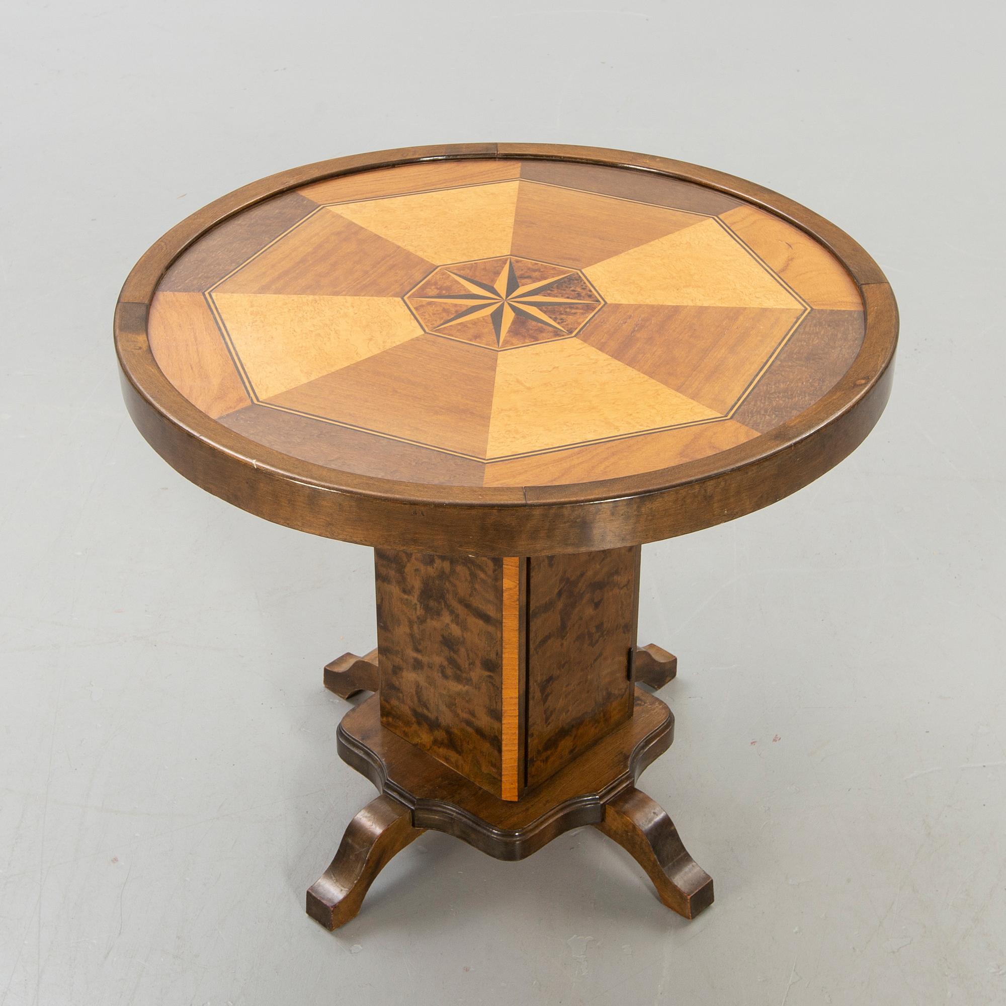 Pillar table / smoking table, birch, 1950s.